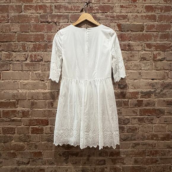 NWOT Madewell White Eyelet Lattice Dress Size 0 - Picture 8 of 9